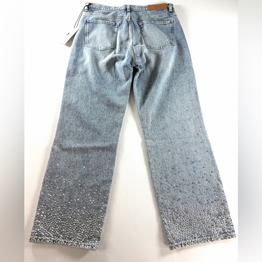 7 For All Mankind Logan Stovepipe high-rise, straight-leg jeans crystal Size 30 - Picture 3 of 11